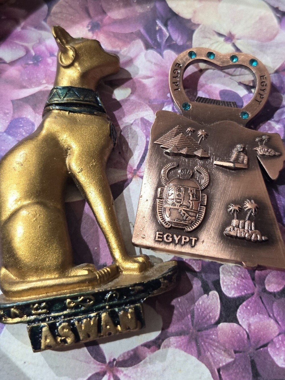 Egyptian Cat & Egypt Copper Bottle Opener Magnets Set